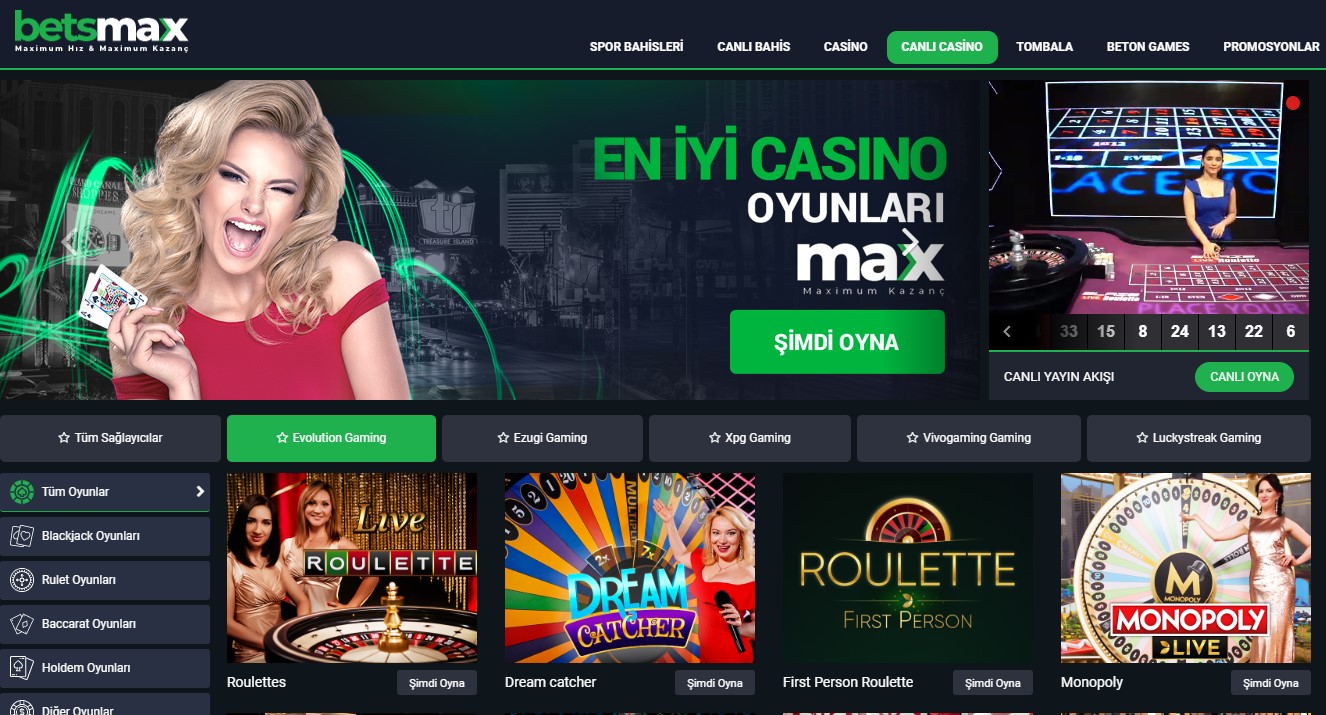 betzmark Canlı Casino Kategorisi